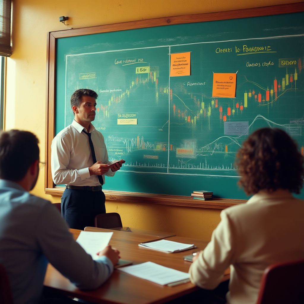 Profesor explicando fundamentos del trading